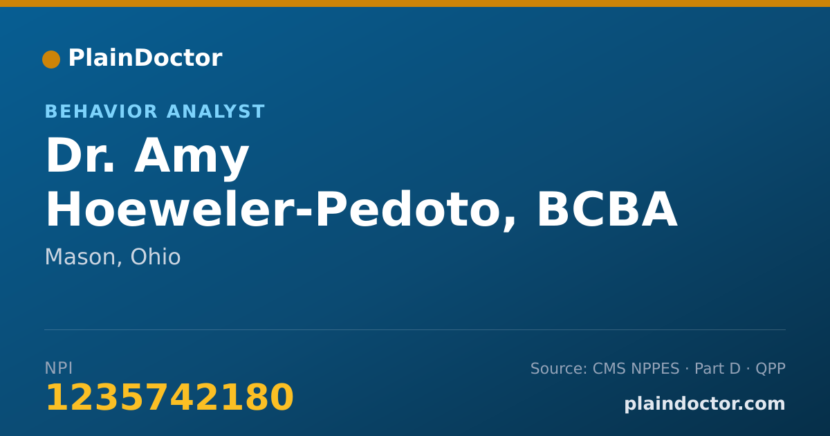Shareable card for Amy Hoeweler-Pedoto, BCBA - Behavior Analyst, Mason, OH