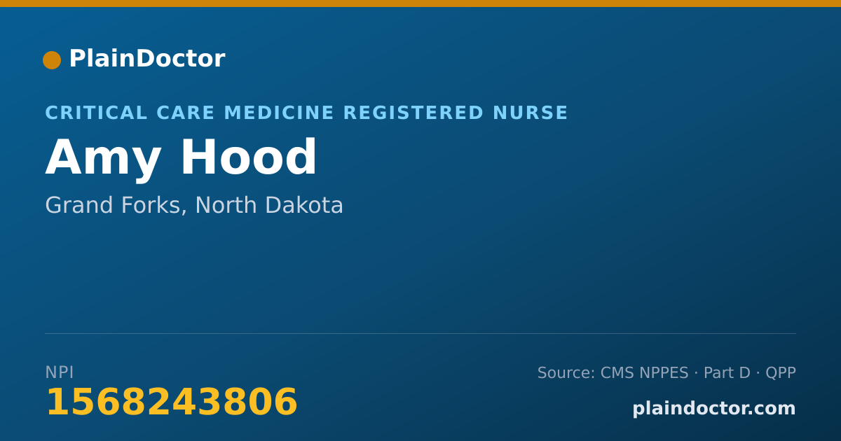 Shareable card for Amy Hood - Critical Care Medicine Registered Nurse, Grand Forks, ND