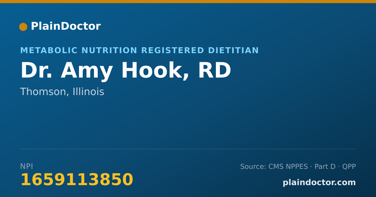 Shareable card for Amy Hook, RD - Metabolic Nutrition Registered Dietitian, Thomson, IL