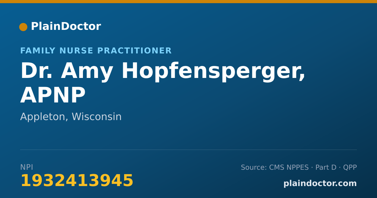 Shareable card for Amy Hopfensperger, APNP - Family Nurse Practitioner, Appleton, WI