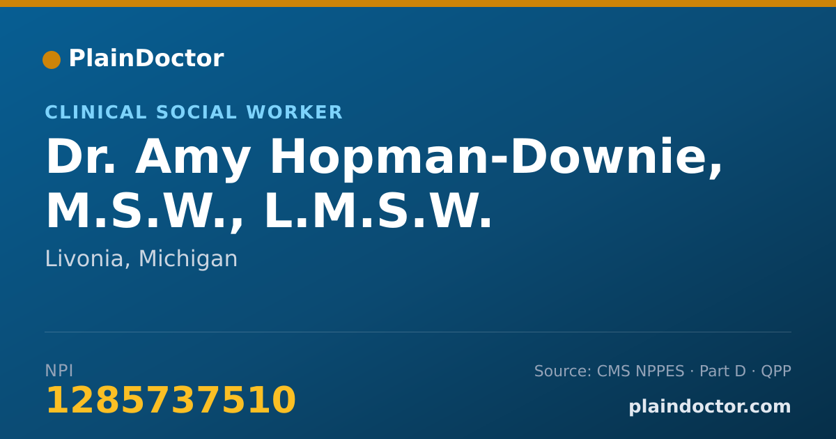Shareable card for Amy Hopman-Downie, M.S.W., L.M.S.W. - Clinical Social Worker, Livonia, MI