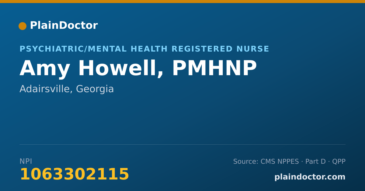 Shareable card for Amy Howell, PMHNP - Psychiatric/Mental Health Registered Nurse, Adairsville, GA