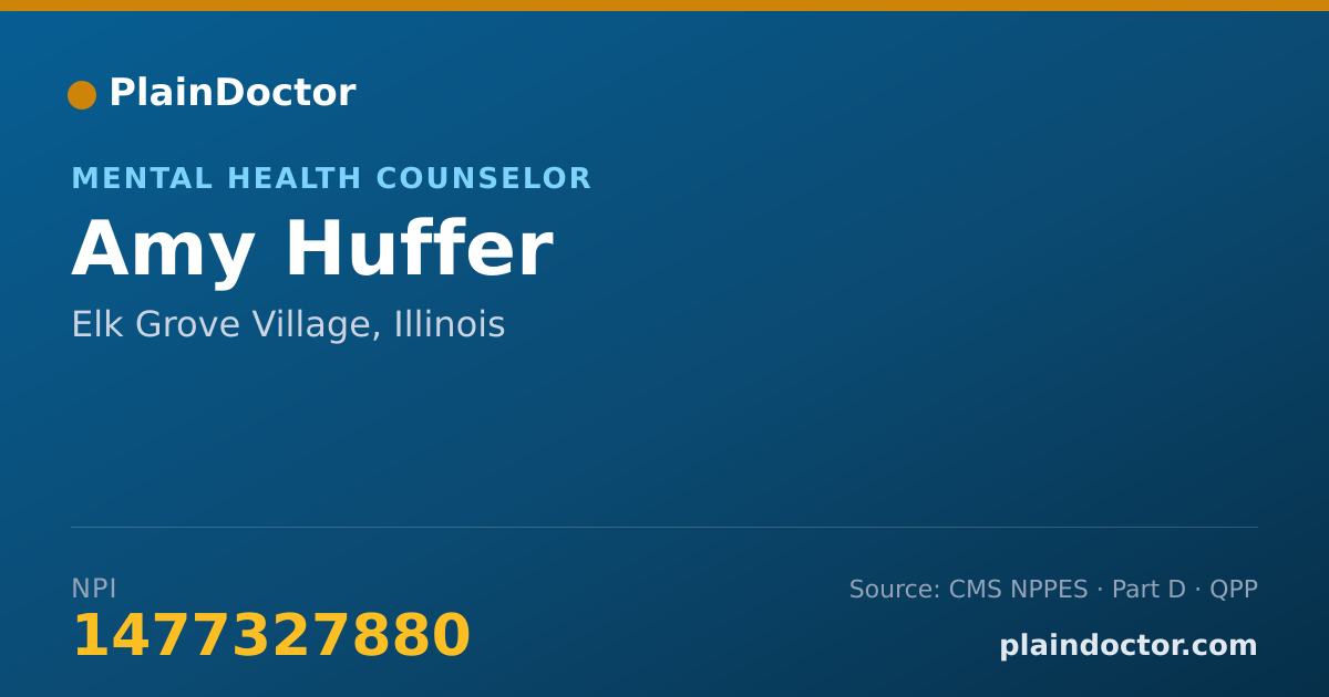 Shareable card for Amy Huffer - Mental Health Counselor, Elk Grove Village, IL