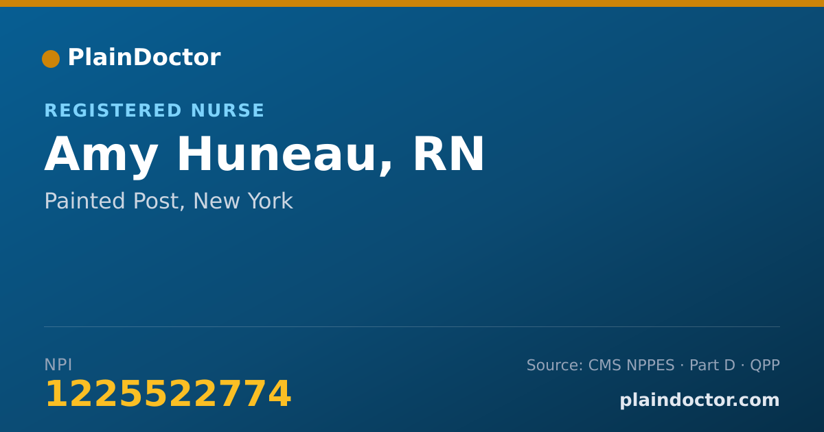 Shareable card for Amy Huneau, RN - Registered Nurse, Painted Post, NY