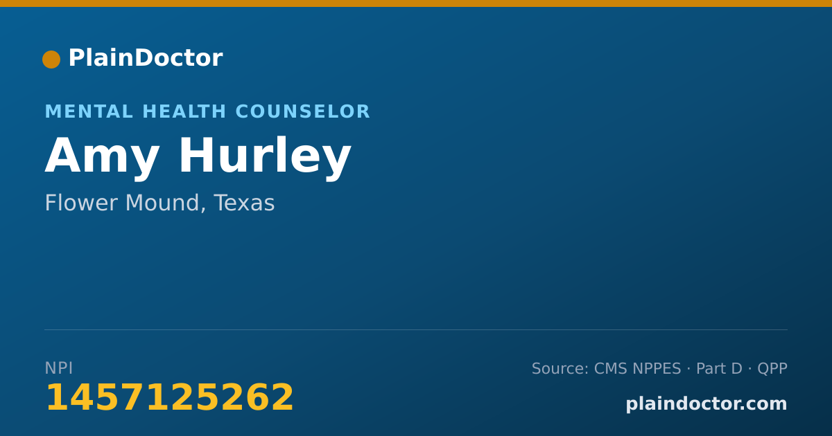 Shareable card for Amy Hurley - Mental Health Counselor, Flower Mound, TX