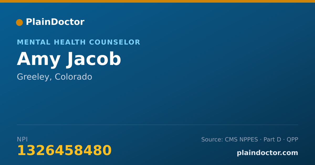 Shareable card for Amy Jacob - Mental Health Counselor, Greeley, CO