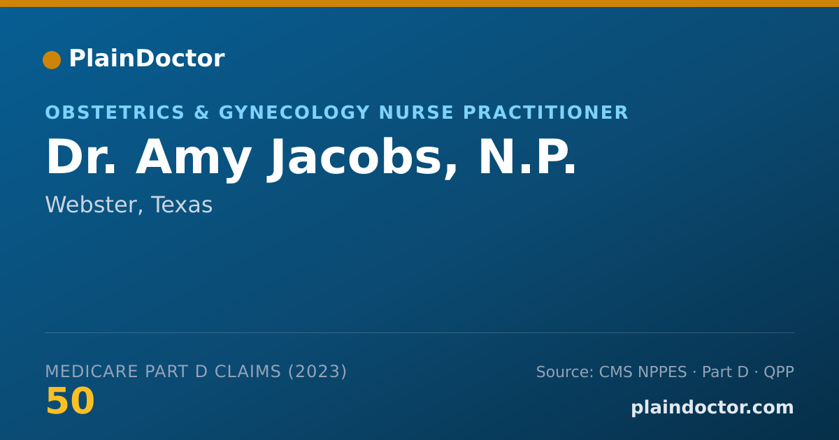 Shareable card for Amy Jacobs, N.P. - Obstetrics & Gynecology Nurse Practitioner, Webster, TX