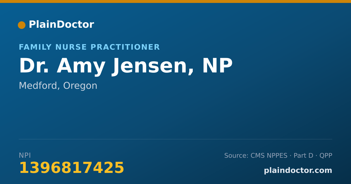 Shareable card for Amy Jensen, NP - Family Nurse Practitioner, Medford, OR