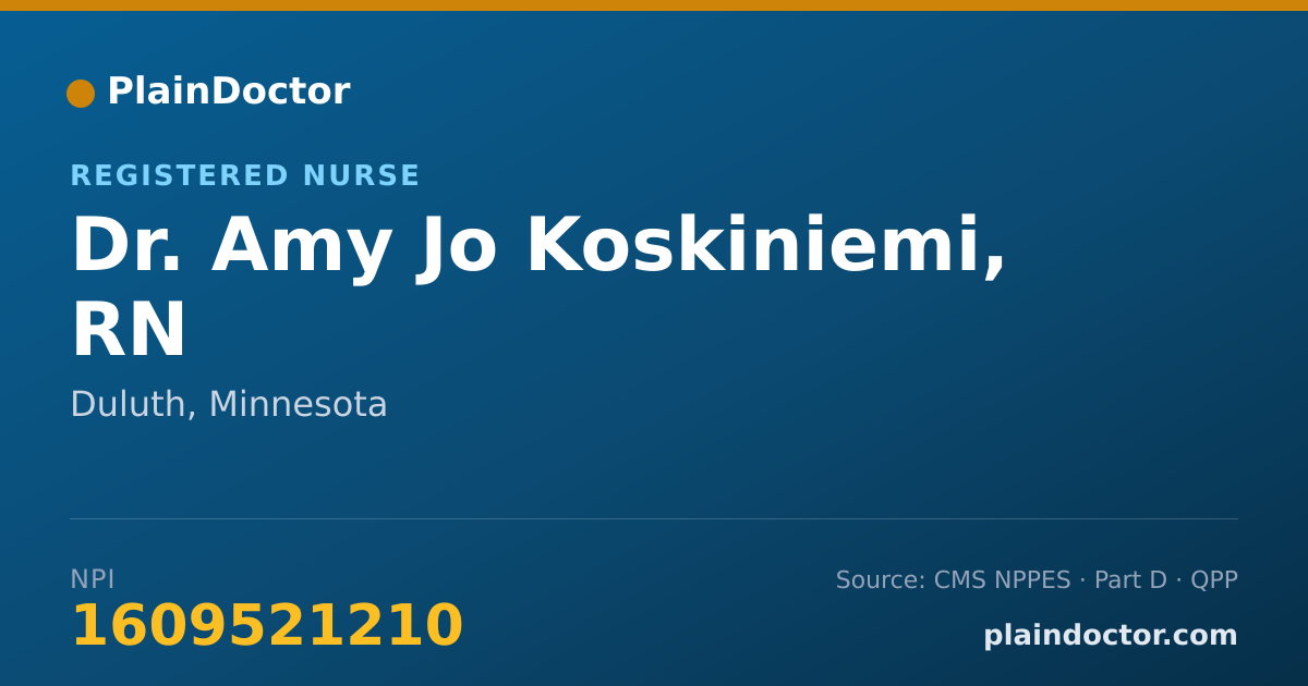 Shareable card for Amy Jo Koskiniemi, RN - Registered Nurse, Duluth, MN