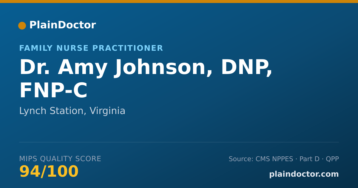 Shareable card for Amy Johnson, DNP, FNP-C - Family Nurse Practitioner, Lynch Station, VA