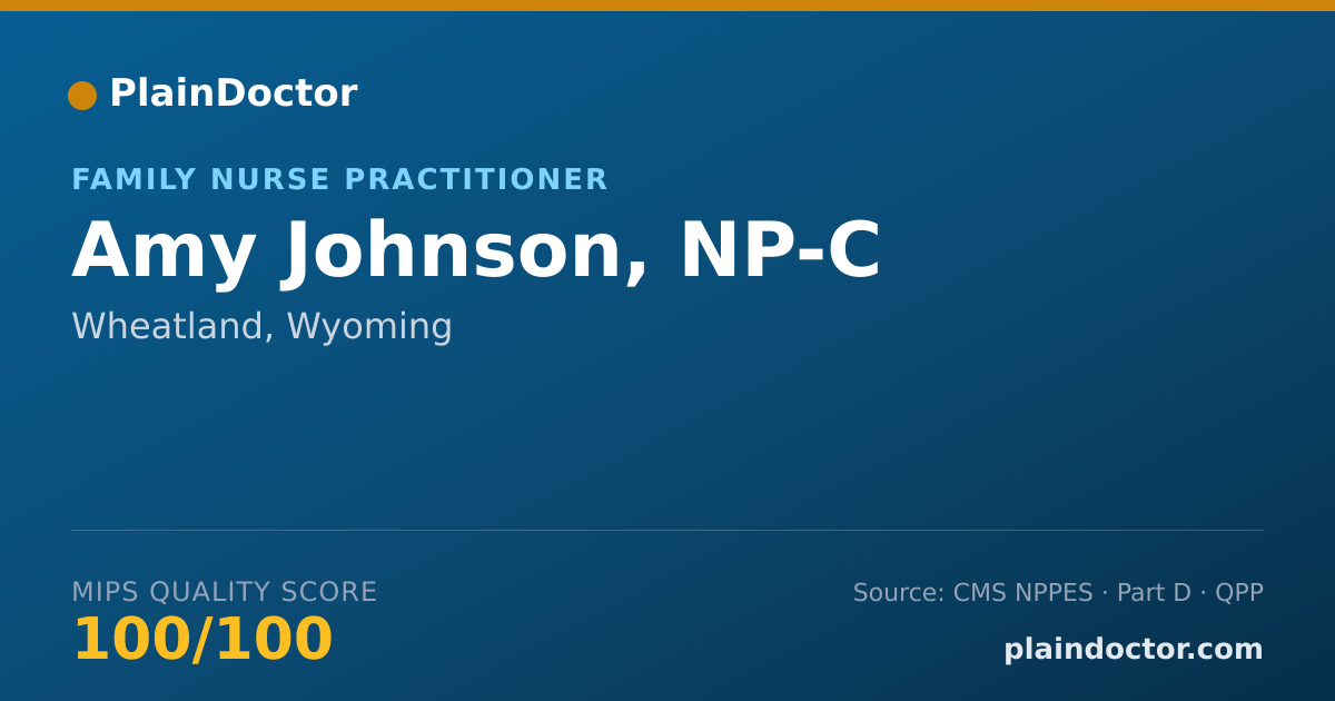 Shareable card for Amy Johnson, NP-C - Family Nurse Practitioner, Wheatland, WY
