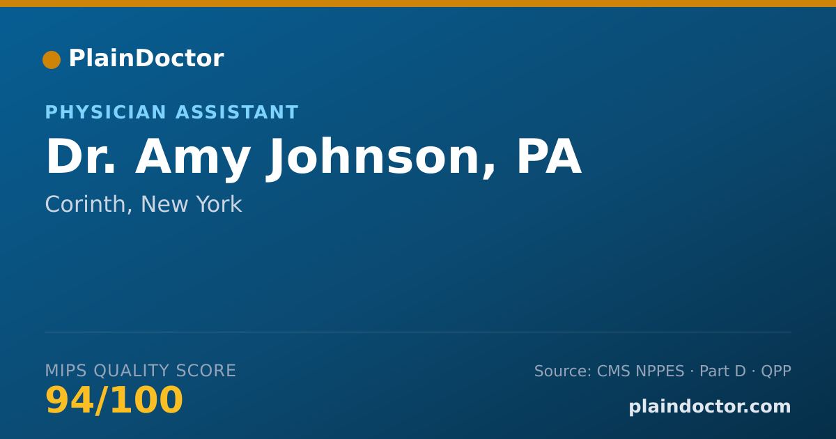 Shareable card for Amy Johnson, PA - Physician Assistant, Corinth, NY