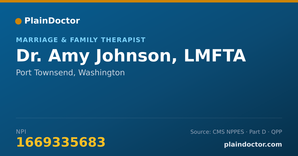 Shareable card for Amy Johnson, LMFTA - Marriage & Family Therapist, Port Townsend, WA