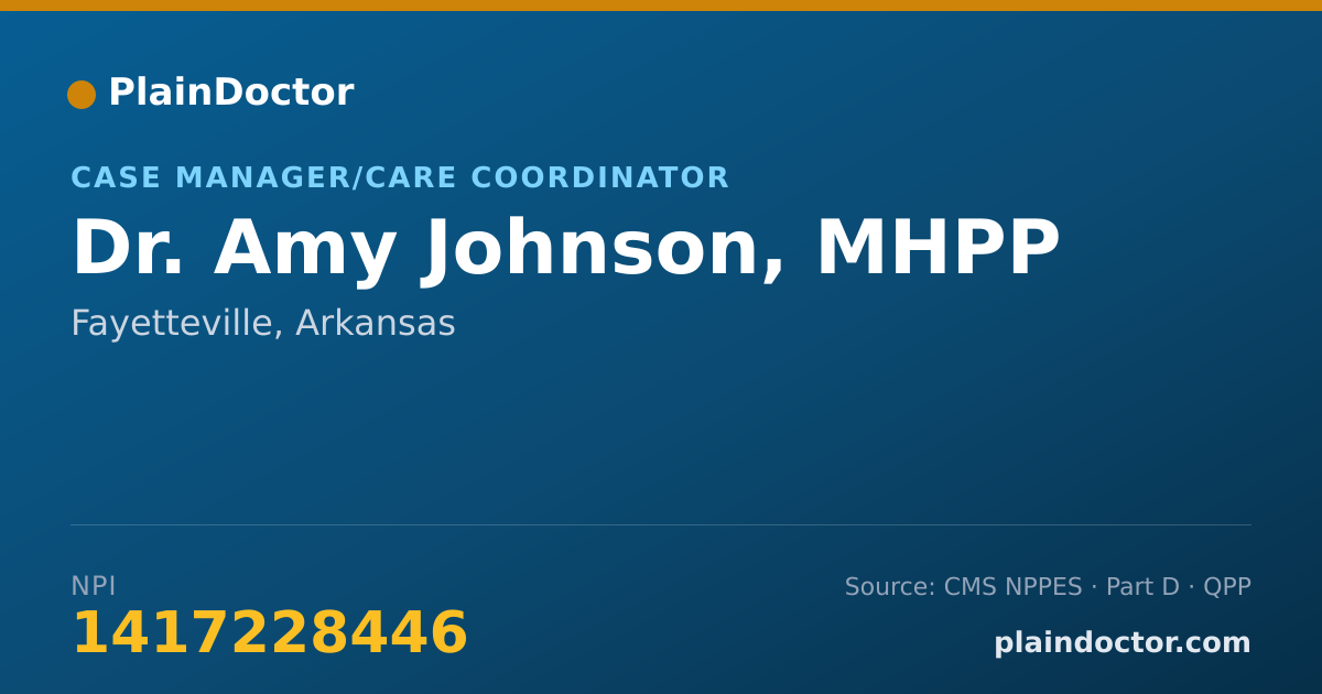 Shareable card for Amy Johnson, MHPP - Case Manager/Care Coordinator, Fayetteville, AR