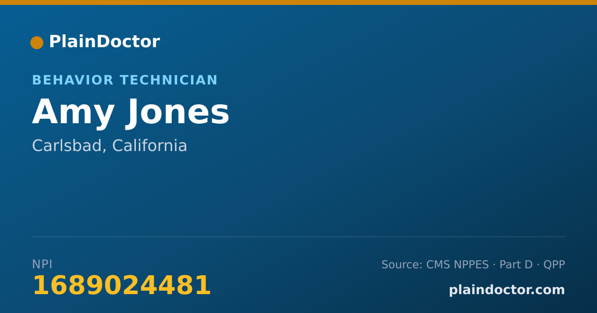 Shareable card for Amy Jones - Behavior Technician, Carlsbad, CA