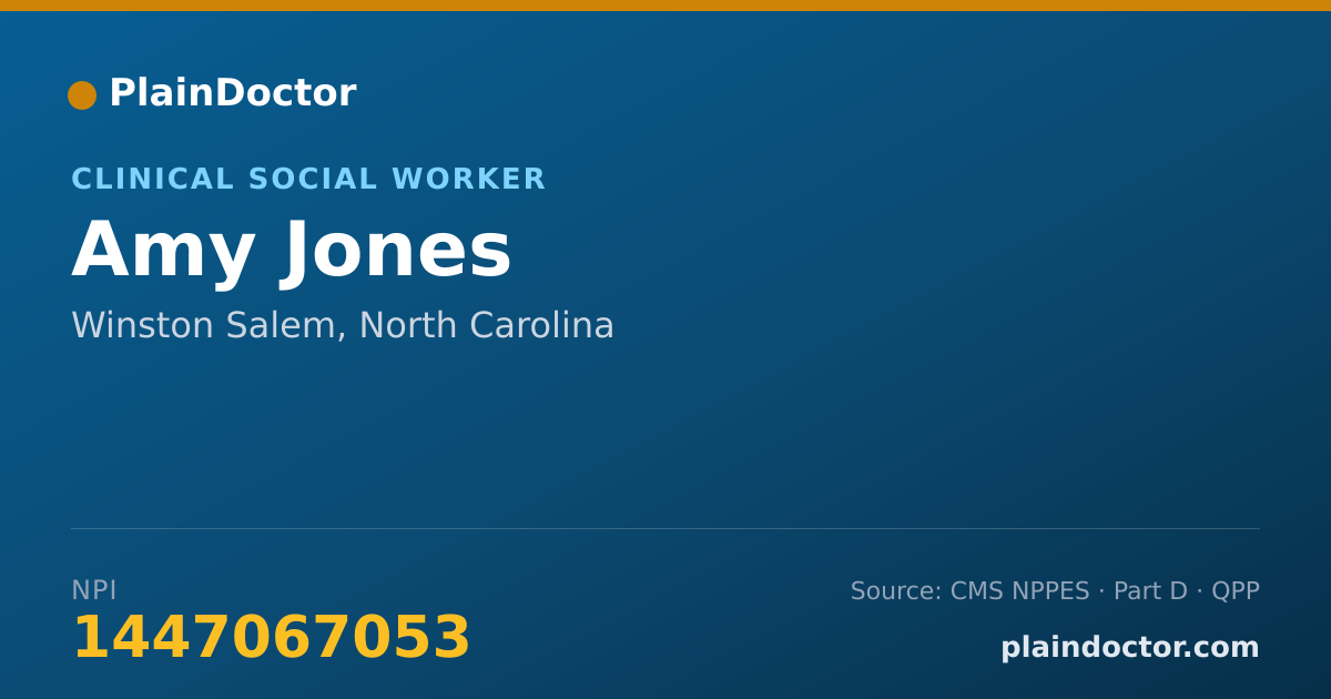 Shareable card for Amy Jones - Clinical Social Worker, Winston Salem, NC