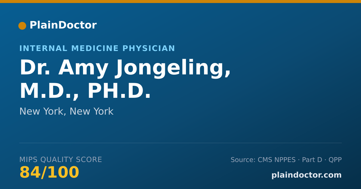 Shareable card for Amy Jongeling, M.D., PH.D. - Internal Medicine Physician, New York, NY