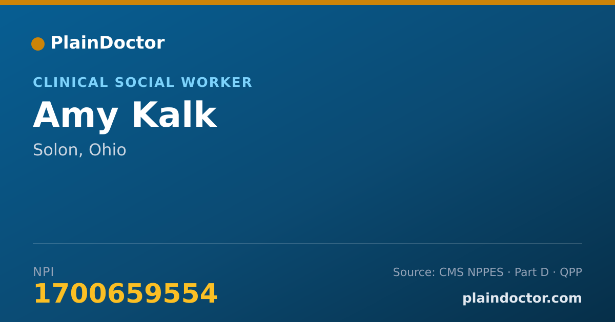 Shareable card for Amy Kalk - Clinical Social Worker, Solon, OH