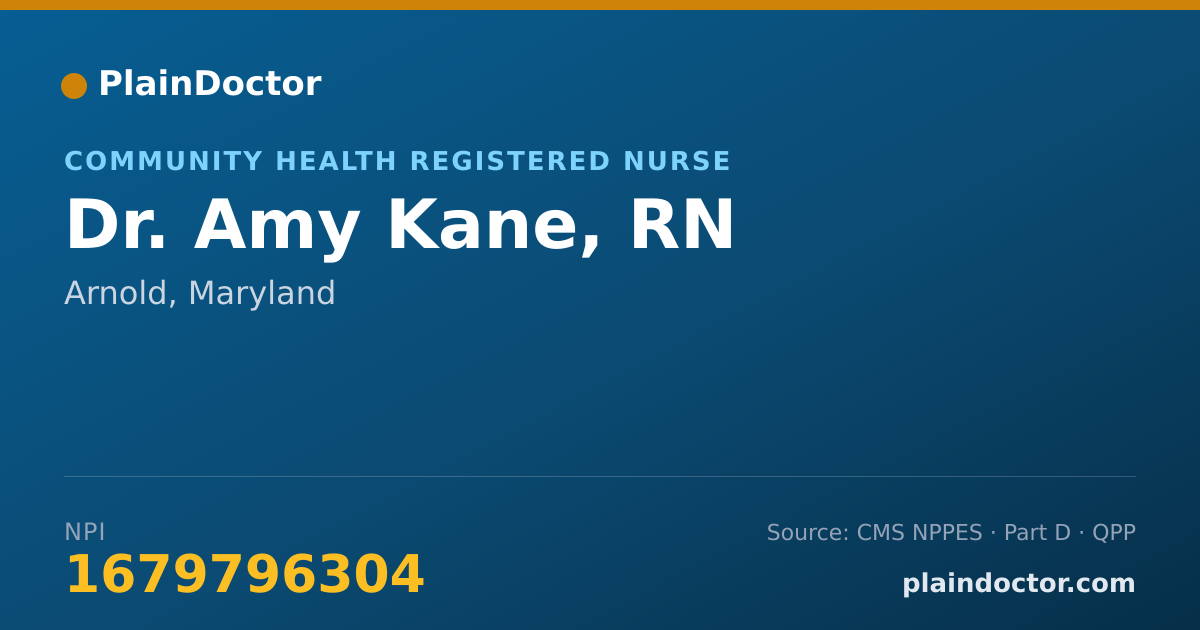 Shareable card for Amy Kane, RN - Community Health Registered Nurse, Arnold, MD