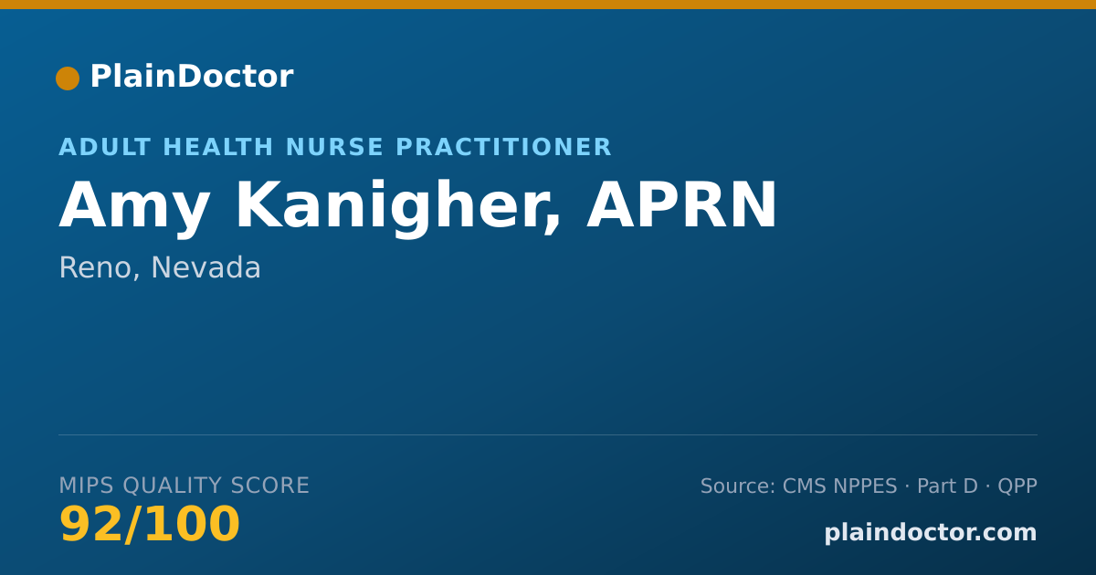 Shareable card for Amy Kanigher, APRN - Adult Health Nurse Practitioner, Reno, NV