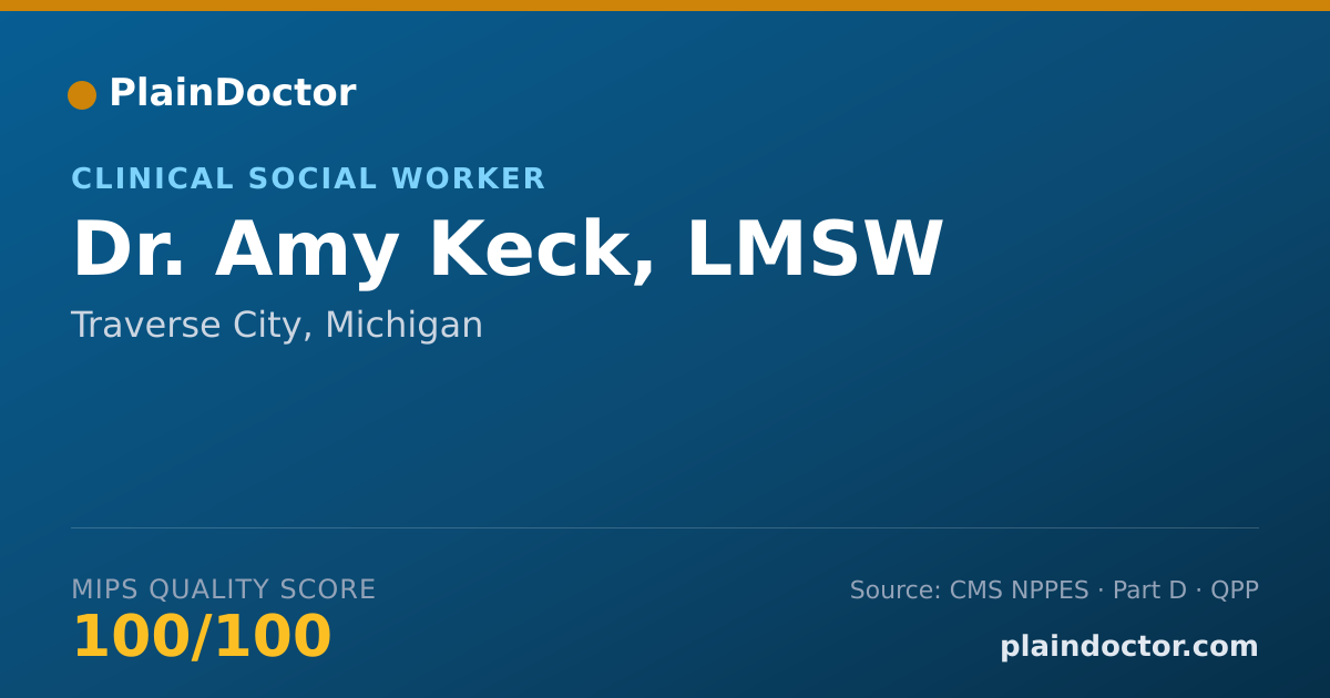 Shareable card for Amy Keck, LMSW - Clinical Social Worker, Traverse City, MI