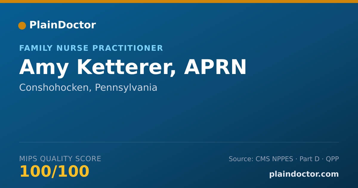 Shareable card for Amy Ketterer, APRN - Family Nurse Practitioner, Conshohocken, PA