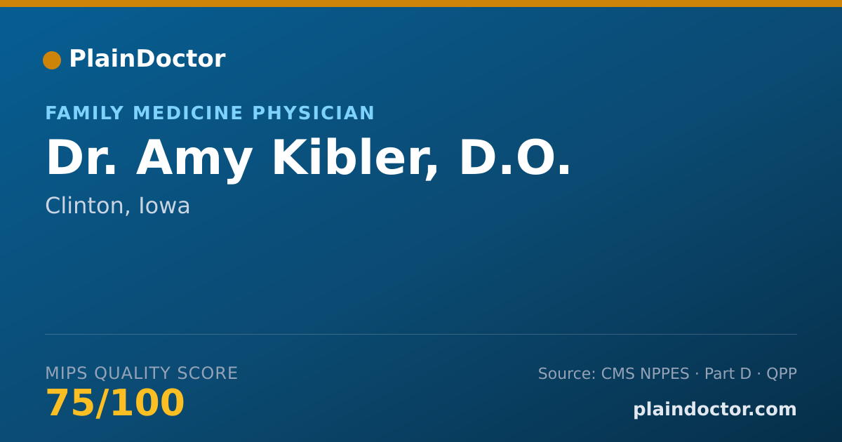 Shareable card for Amy Kibler, D.O. - Family Medicine Physician, Clinton, IA