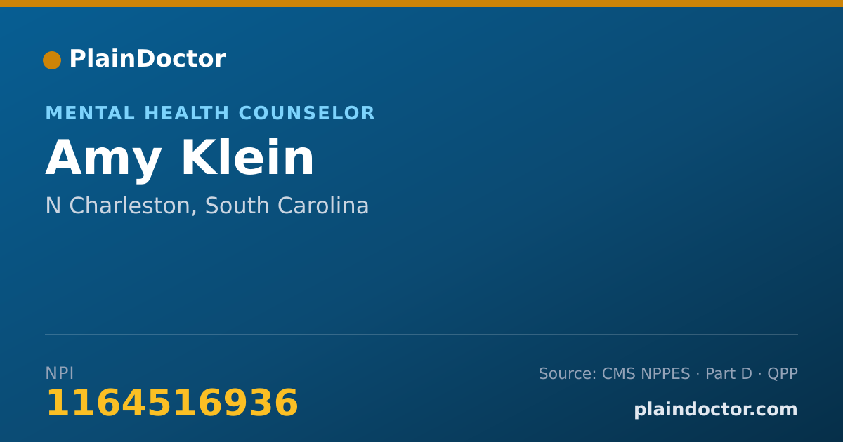 Shareable card for Amy Klein - Mental Health Counselor, N Charleston, SC