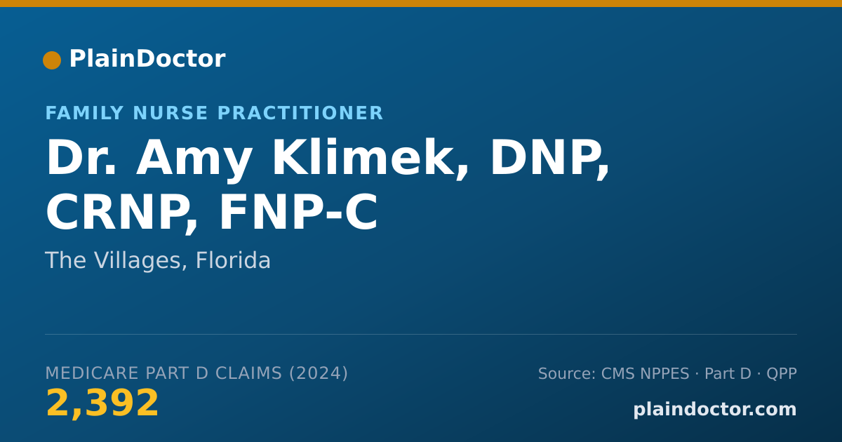 Shareable card for Amy Klimek, DNP, CRNP, FNP-C - Family Nurse Practitioner, The Villages, FL