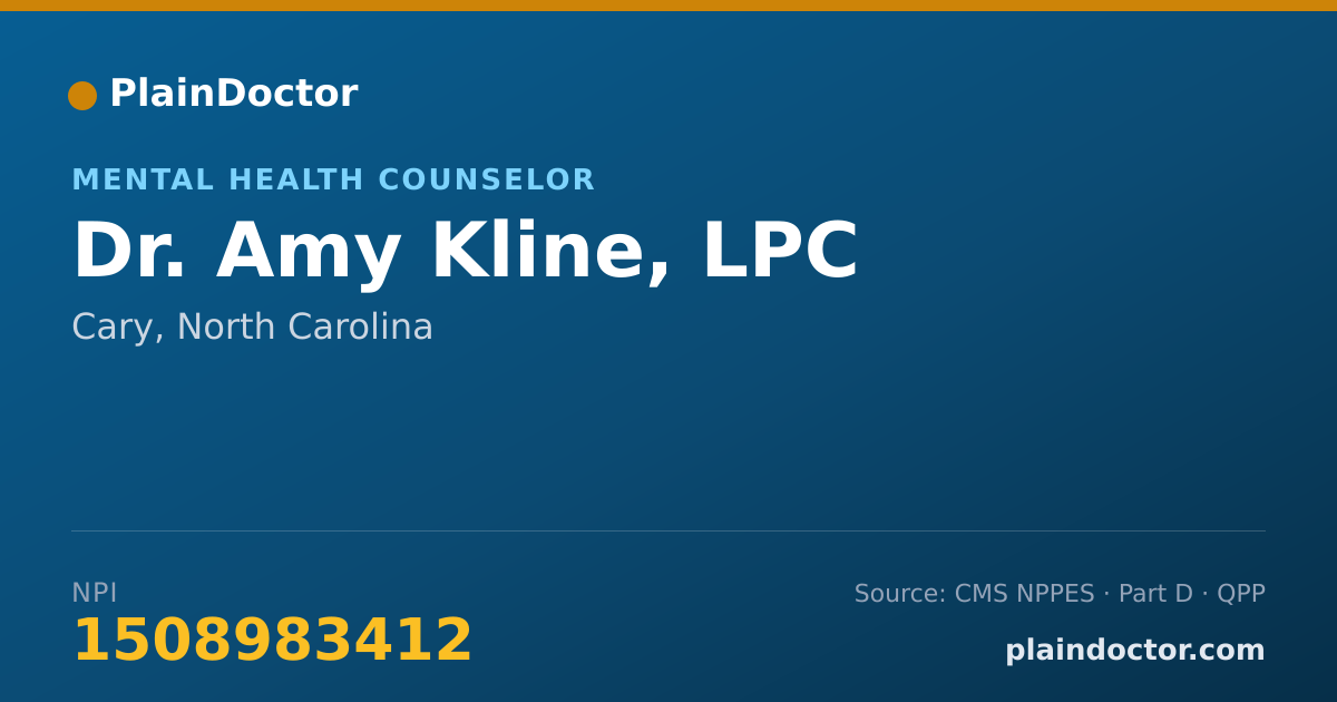 Shareable card for Amy Kline, LPC - Mental Health Counselor, Cary, NC