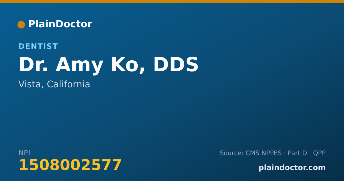 Shareable card for Amy Ko, DDS - Dentist, Vista, CA