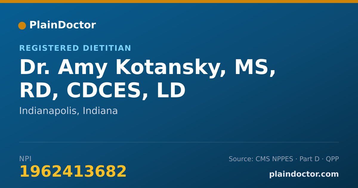 Shareable card for Amy Kotansky, MS, RD, CDCES, LD - Registered Dietitian, Indianapolis, IN