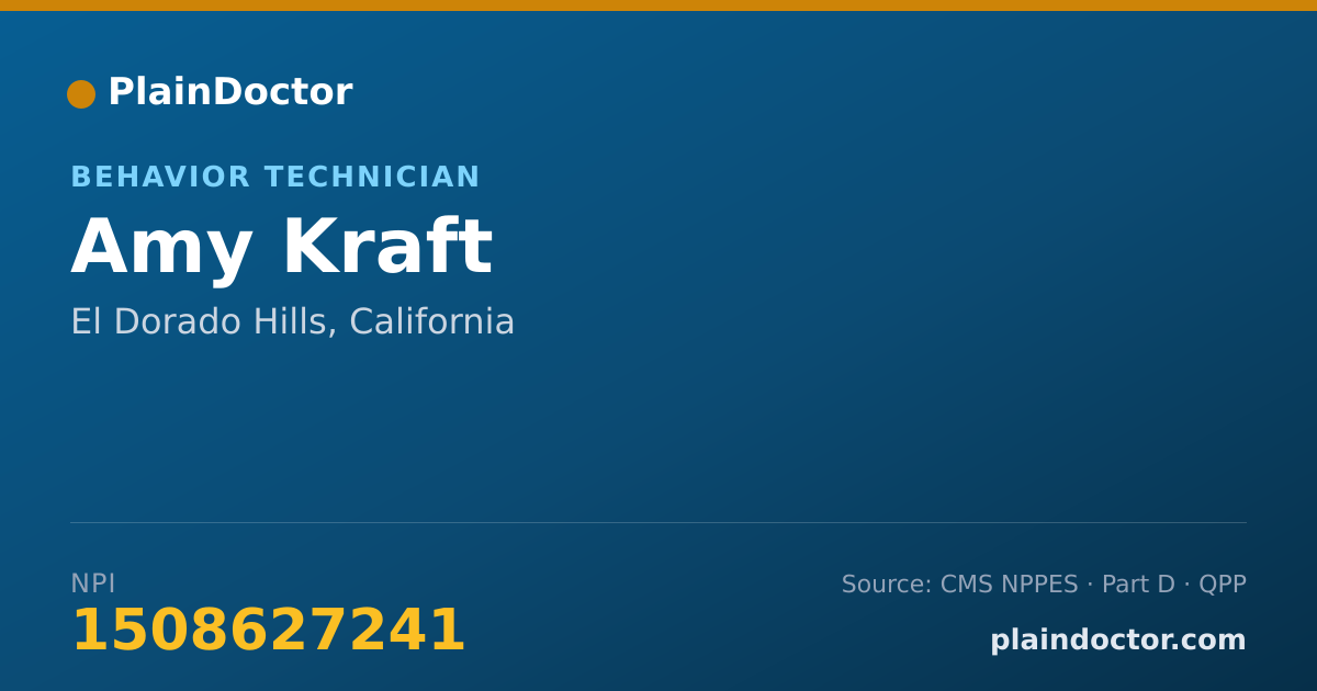 Shareable card for Amy Kraft - Behavior Technician, El Dorado Hills, CA