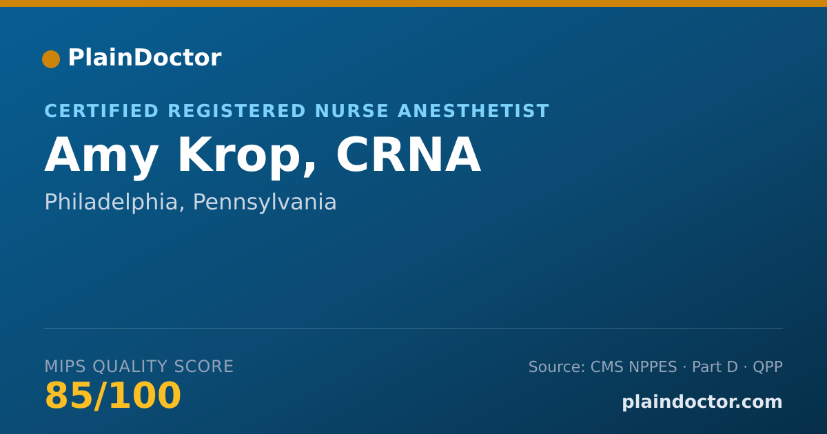 Shareable card for Amy Krop, CRNA - Certified Registered Nurse Anesthetist, Philadelphia, PA