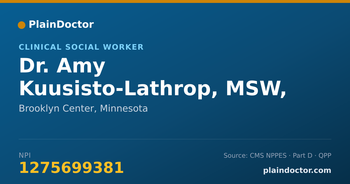 Shareable card for Amy Kuusisto-Lathrop, MSW, LICSW - Clinical Social Worker, Brooklyn Center, MN