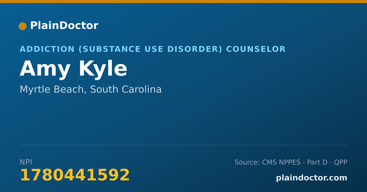 Shareable card for Amy Kyle - Addiction (Substance Use Disorder) Counselor, Myrtle Beach, SC