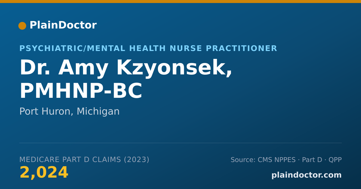Shareable card for Amy Kzyonsek, PMHNP-BC - Psychiatric/Mental Health Nurse Practitioner, Port Huron, MI