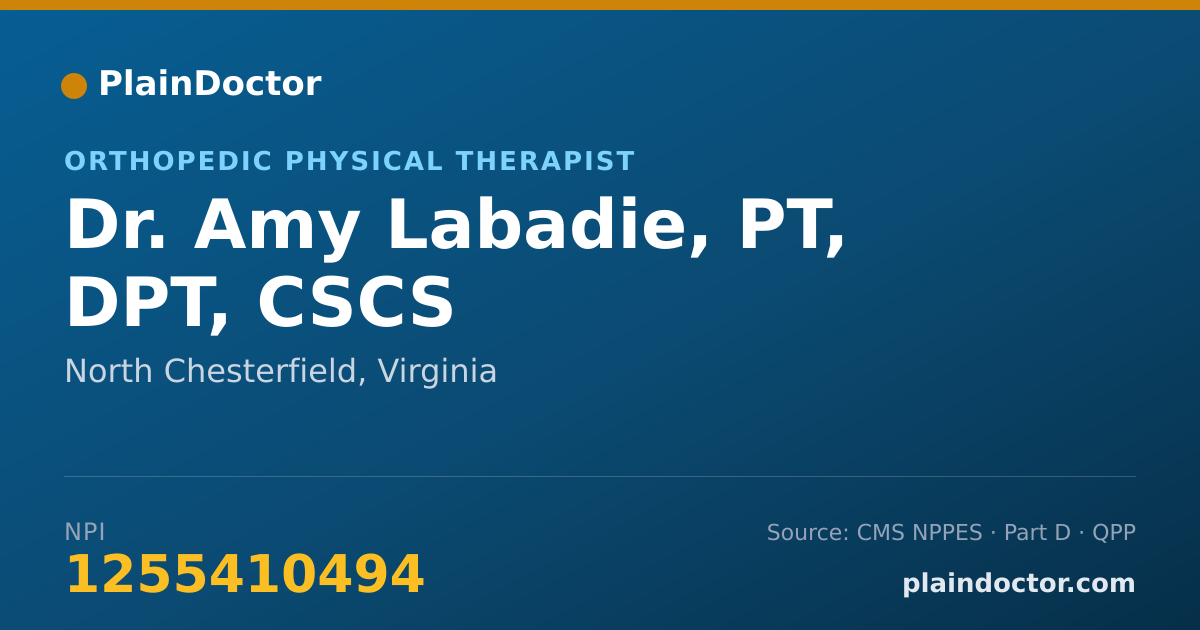Shareable card for Amy Labadie, PT, DPT, CSCS - Orthopedic Physical Therapist, North Chesterfield, VA