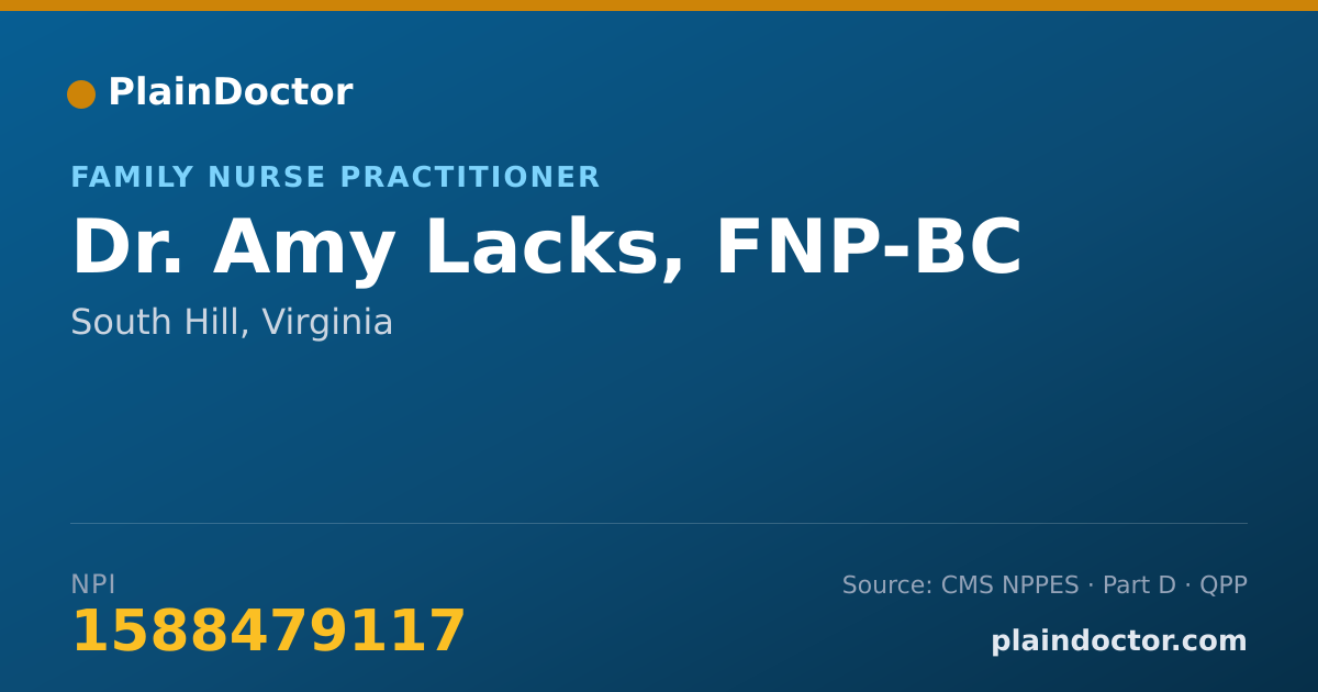 Shareable card for Amy Lacks, FNP-BC - Family Nurse Practitioner, South Hill, VA