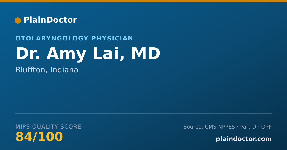 Shareable card for Amy Lai, MD - Otolaryngology Physician, Bluffton, IN