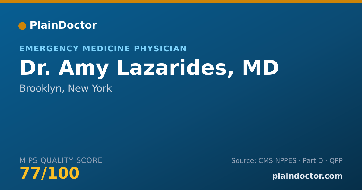Shareable card for Amy Lazarides, MD - Emergency Medicine Physician, Brooklyn, NY