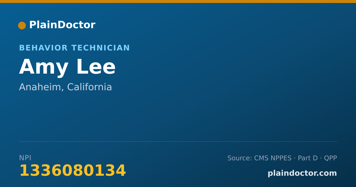 Shareable card for Amy Lee - Behavior Technician, Anaheim, CA