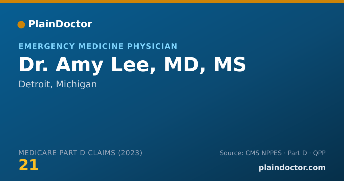 Shareable card for Amy Lee, MD, MS - Emergency Medicine Physician, Detroit, MI