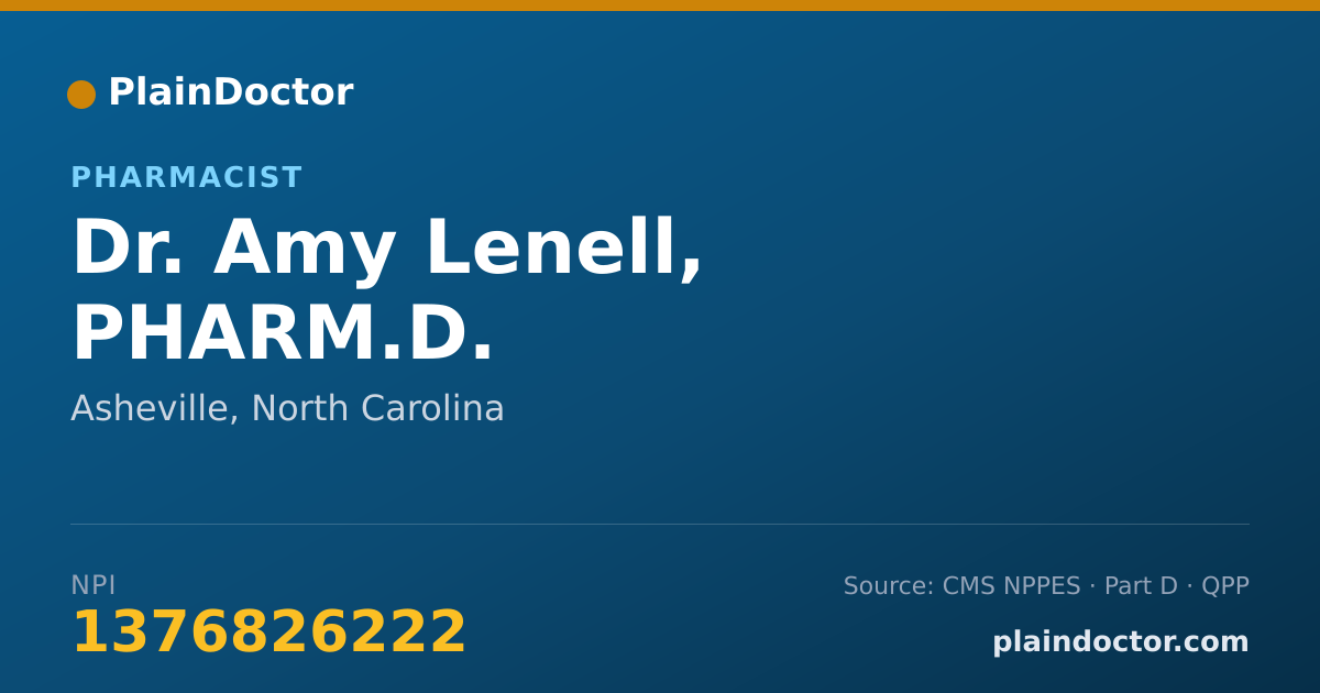 Shareable card for Amy Lenell, PHARM.D. - Pharmacist, Asheville, NC