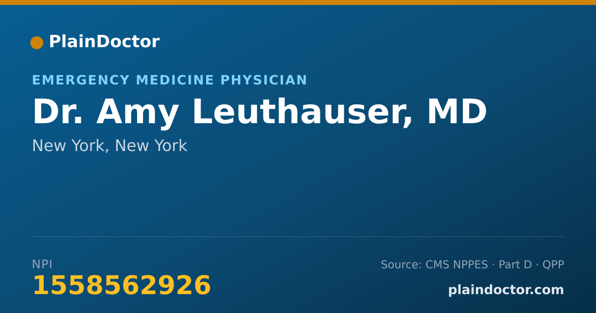 Shareable card for Amy Leuthauser, MD - Emergency Medicine Physician, New York, NY