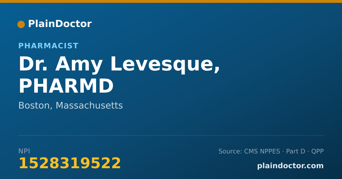 Shareable card for Amy Levesque, PHARMD - Pharmacist, Boston, MA