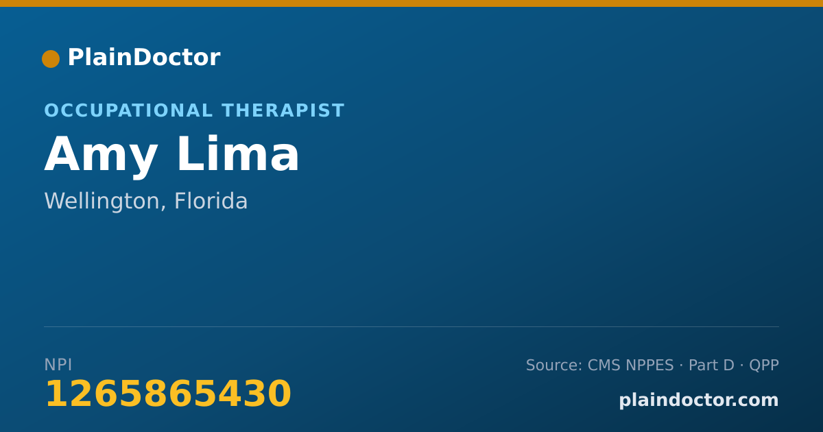 Shareable card for Amy Lima - Occupational Therapist, Wellington, FL