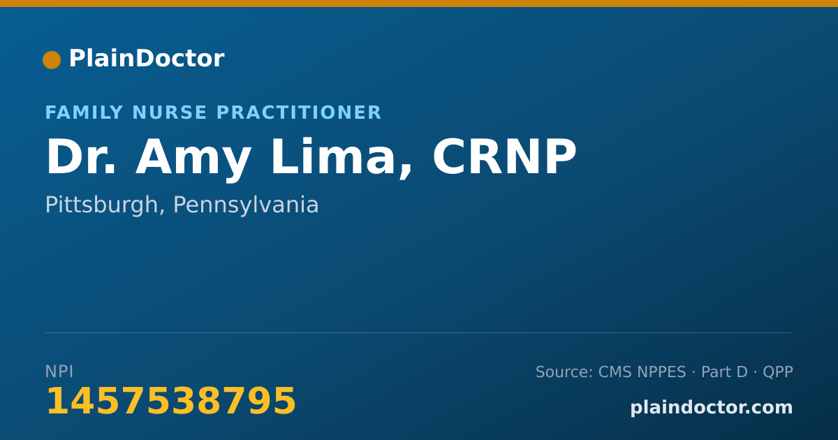 Shareable card for Amy Lima, CRNP - Family Nurse Practitioner, Pittsburgh, PA