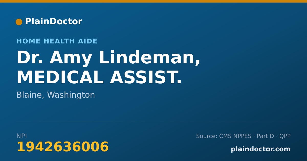 Shareable card for Amy Lindeman, MEDICAL ASSIST. - Home Health Aide, Blaine, WA