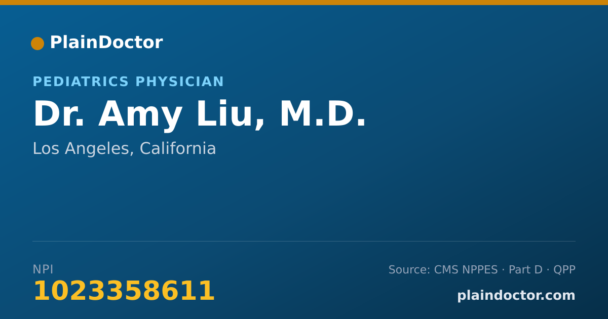 Shareable card for Amy Liu, M.D. - Pediatrics Physician, Los Angeles, CA